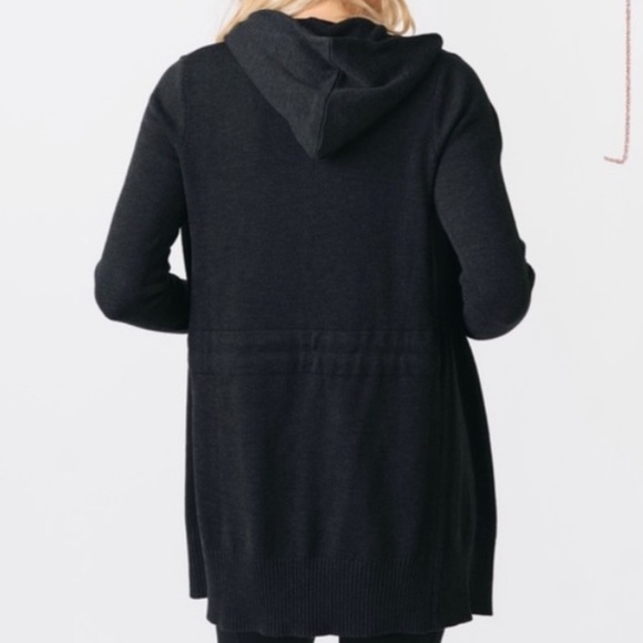 Zyia Sweater Cardigan Hooded Charcoal Size Small - Picture 2 of 14